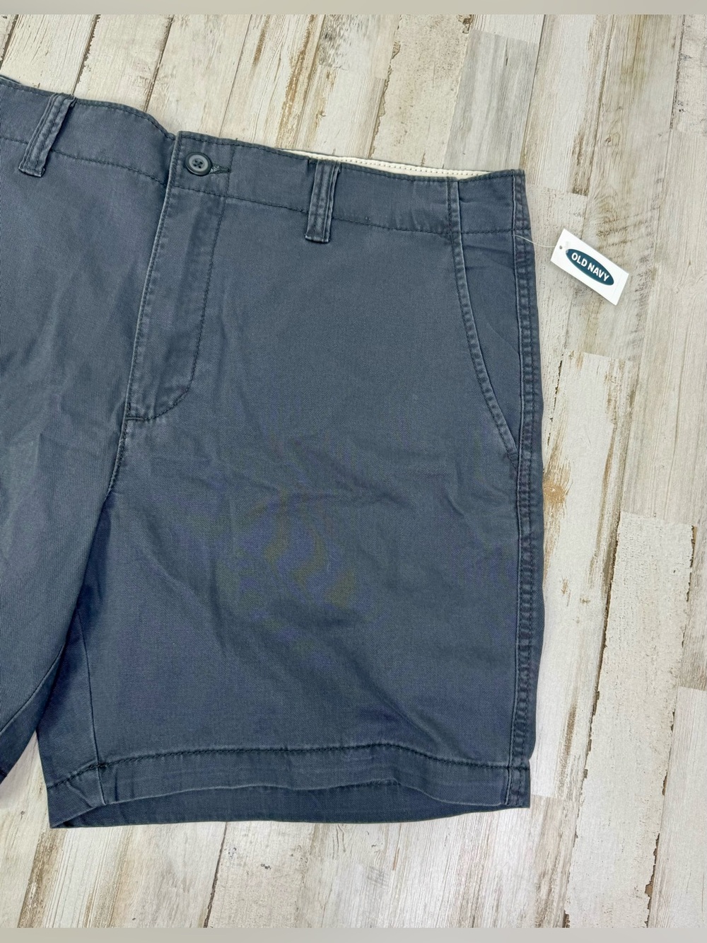 Old Navy Chino Shorts Mens 38 Slim Fit Black 7" Gray Lived-In Straight NWT - Picture 2 of 10